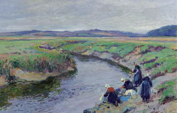 Picture landscape, picture, 1910, Paul Madeline, Paul Madeline, Laundresses at the River
