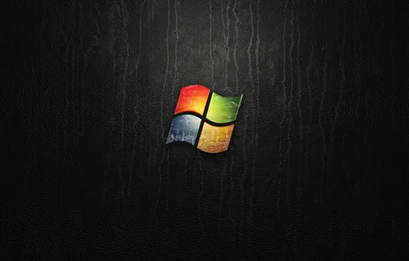 Black, logo, leather, Windows, Microsoft, Windows 7, abstract