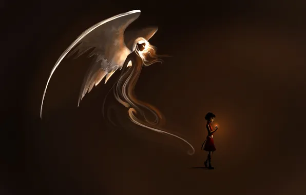 Light, fiction, wings, angel, lighter, art, girl