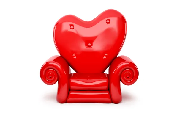 Picture red, heart, chair, white background, Valentine's day