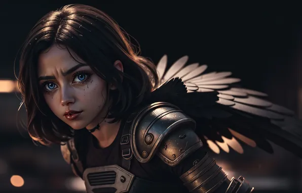 Girl, wings, armor