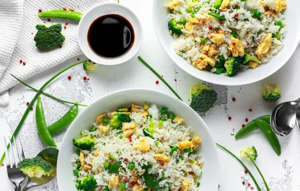 Picture greens, food, figure, sauce, salad, broccoli, green peas