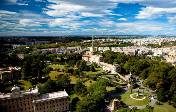 Trees, the city, Park, height, home, roma, Europe, Italy