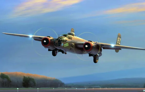 North American, Mitchell, B-25, an American twin-engined, all-metal five-seat bomber