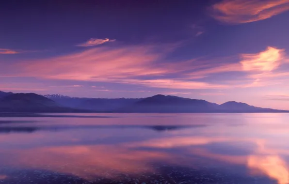 Picture mountains, lake, reflection, color, Clouds