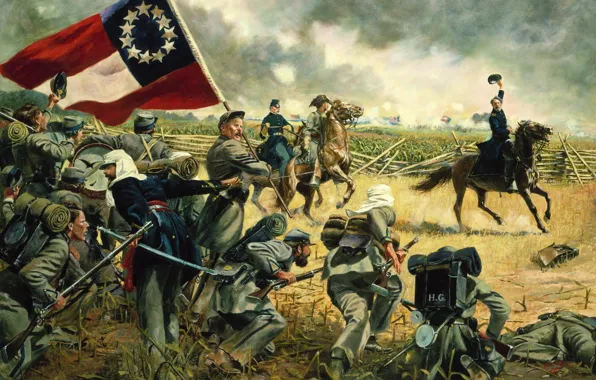 Picture field, war, soldiers, Virginia -- July 21, 1861, the Union Army under the, The Fourth …