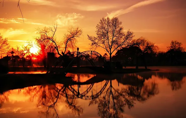 Landscape, sunset, lake