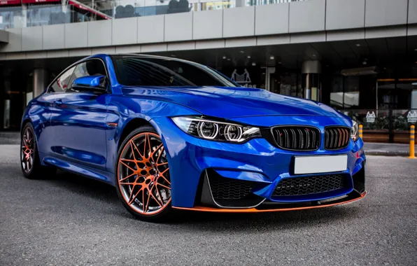 Blue, sports car, BMW M4