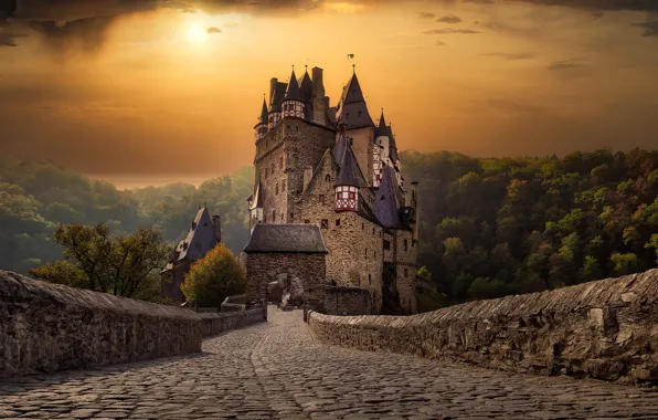 Picture sunset, nature, castle, Germany, Burg Eltz