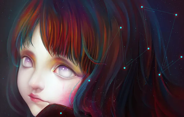 Stars, close-up, Girl, constellation