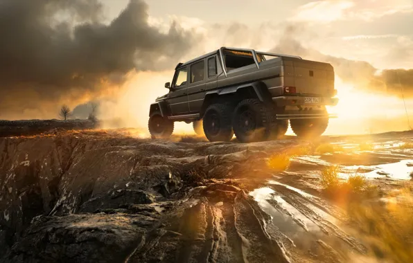 Picture Mercedes-Benz, Sky, AMG, Sunset, Smoke, G63, 6x6, Rear
