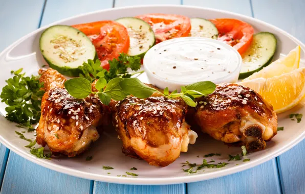 Tomatoes, Legs, Sauce, Grill
