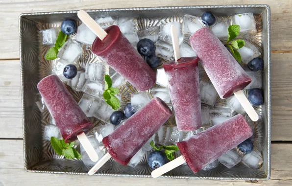Ice, blueberries, ice cream, dessert, sweet, sweets, ice cream