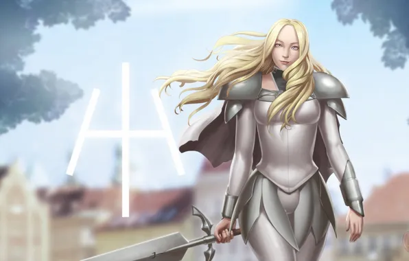 Girl, sword, anime, blonde, armor, Teresa, claymore