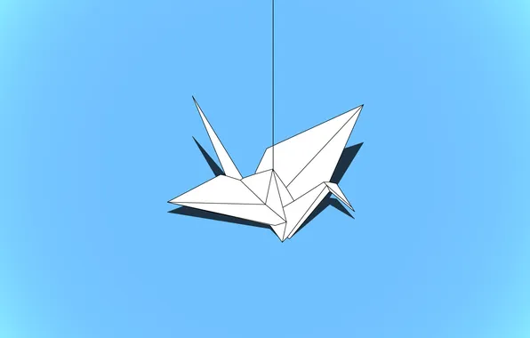 Paper, bird, minimalism, crane, origami, crane, Mega fat boy