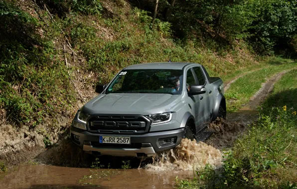 Water, grey, Ford, puddle, Raptor, pickup, Ranger, 2019