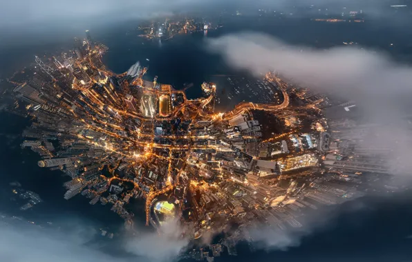 Clouds, island, China, the view from the top, Hong Kong