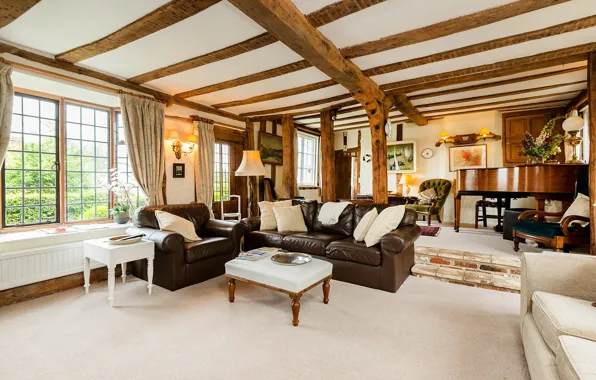 Picture design, style, interior, piano, living room, Old Drift House