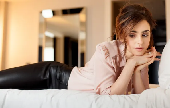 Look, girl, mood, Lily Collins