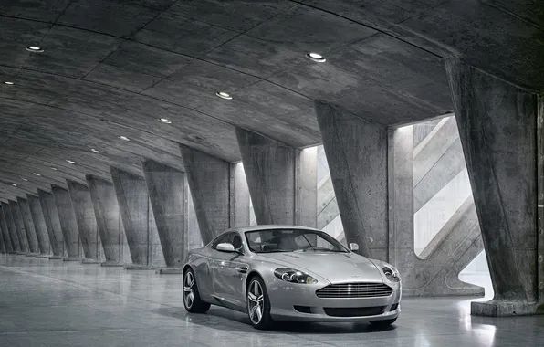 Picture light, grey, Aston Martin, garage