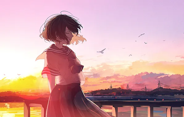 Sunset, anime, art, mfua. RU
