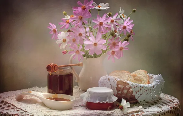 Honey, bread, still life, kosmeya