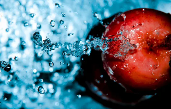 Drops, movement, Apple, water