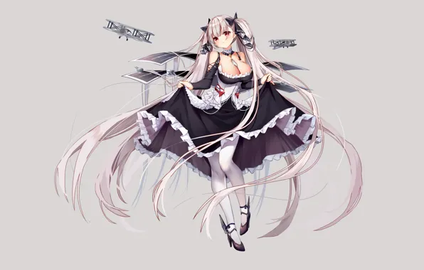 Girl, sexy, cleavage, long hair, dress, boobs, anime, beautiful