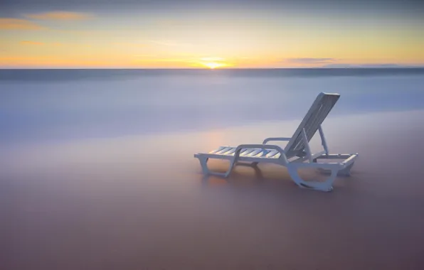 Beach, water, the ocean, morning, excerpt, chaise