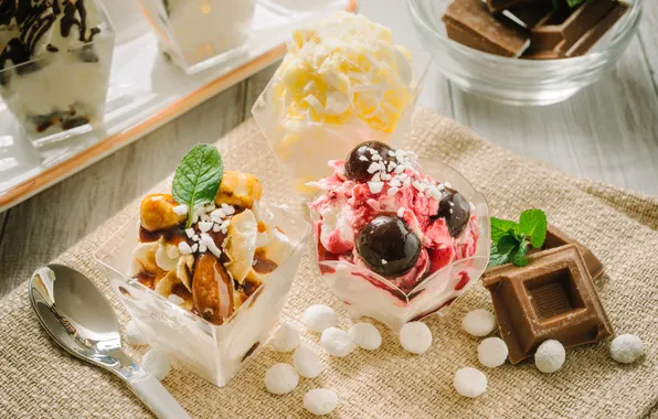 Chocolate, ice cream, sweets, dessert