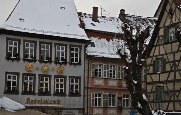 Picture winter, the city, street, home, roof, Germany