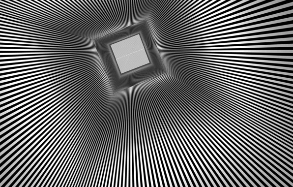 Picture rays, the tunnel, square, optical illusion