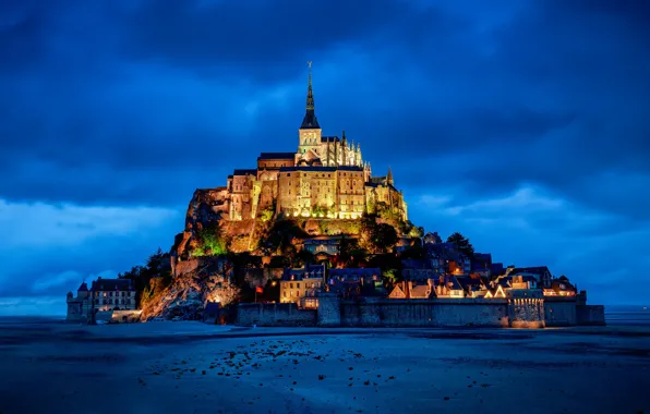 Picture castle, France, mountain, fortress, France, Normandy, Normandy, Mont-Saint-Michel
