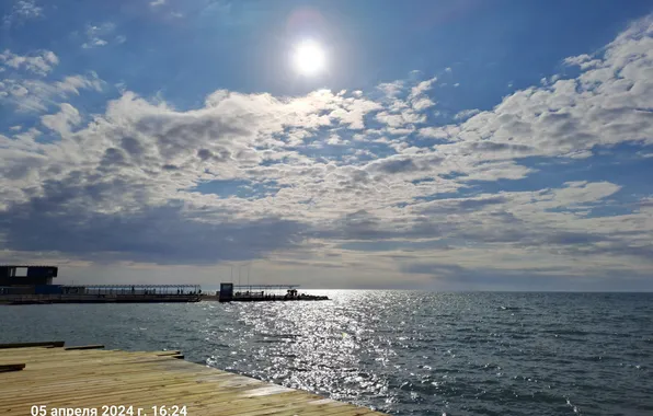 The sun, clouds, Sea, pierce, Anapa