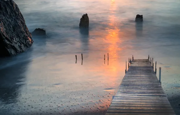 Sunset, seaside, bay