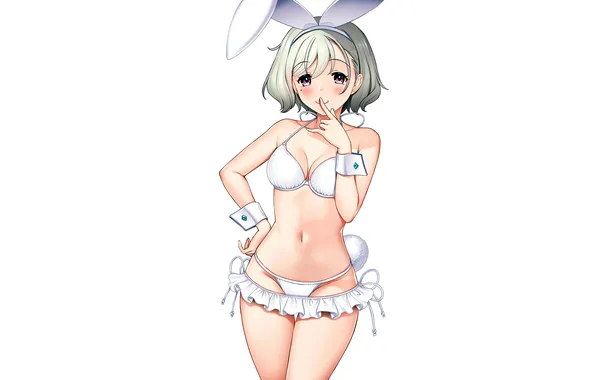 Girl, sexy, cleavage, boobs, animal ears, sexy girl, blush, anime