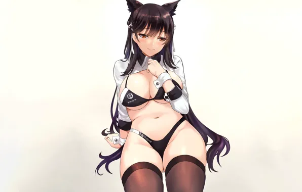 Girl, sexy, cleavage, thighhighs, long hair, boobs, anime, beautiful