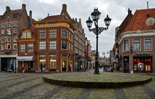 The city, photo, street, home, lights, Netherlands, Alkmaar