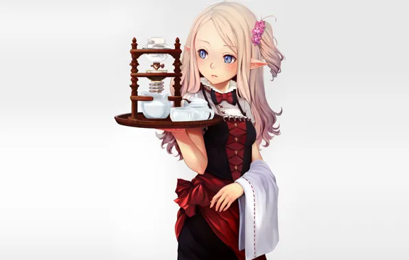 Picture girl, ordering, the waitress