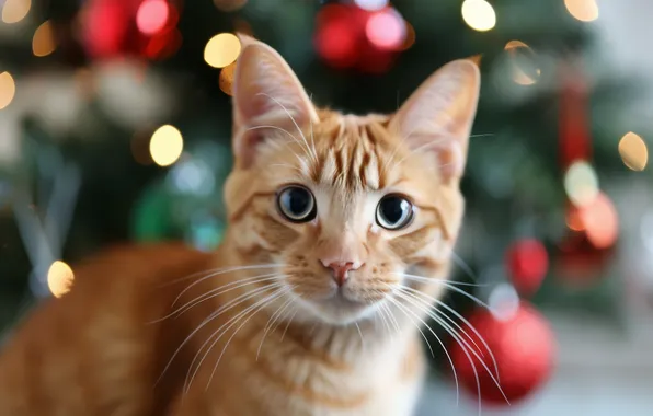 Cat, cat, look, balls, lights, pose, kitty, portrait