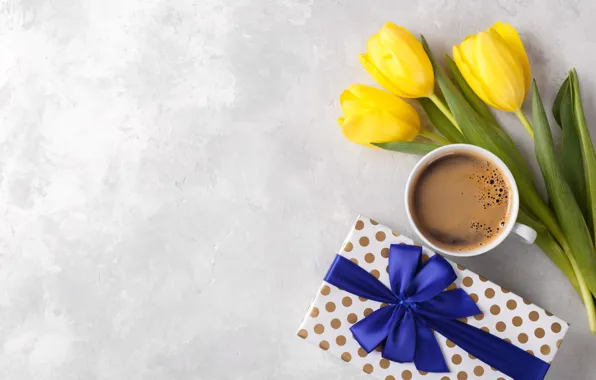 Gift, coffee, bouquet, Cup