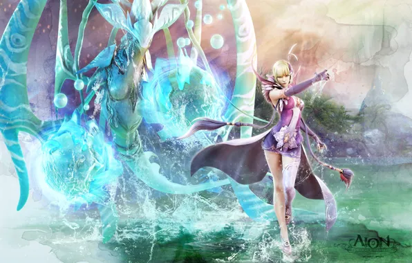 Picture water, girl, magic, being, MAG, aion