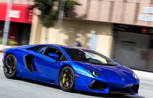 Picture speed, Lamborghini, Aventador, Supercar, Monterey Blue