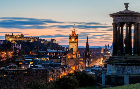 Picture sunset, the city, the evening, Scotland, panorama, Scotland, Edinburgh, Edinburgh