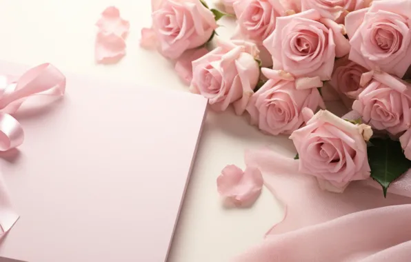 Flowers, holiday, box, gift, roses, bouquet, petals, fabric