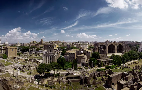 Landscape, Rome, Italy, panorama, the ruins, ruins, Forum