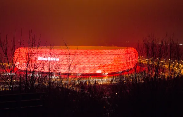 Landscape, night, lights, Germany, Munich, stadium, Allianz Arena