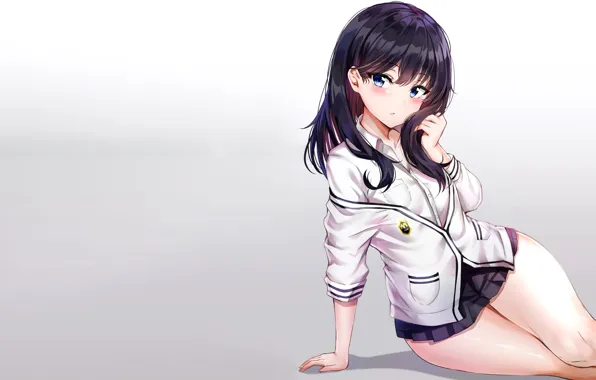 Picture girl, sexy, blouse, school uniform, long hair, anime, beautiful, pretty