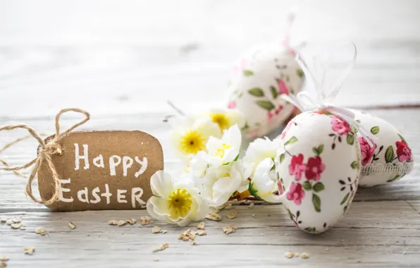 Flowers, Easter, happy, flowers, spring, Easter, eggs, decoration