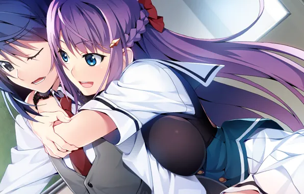 Anime, two, hugs, Grisaia: Phantom Trigger